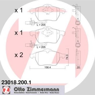 Колодки гальмівні дискові, комплект ZIMMERMANN 23018.200.1