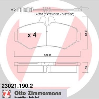 Колодки гальмівні дискові, комплект ZIMMERMANN 23021.190.2