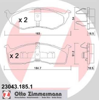 Колодки гальмівні дискові, комплект ZIMMERMANN 23043.185.1