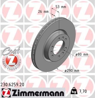 Тормозной диск ZIMMERMANN 230625920