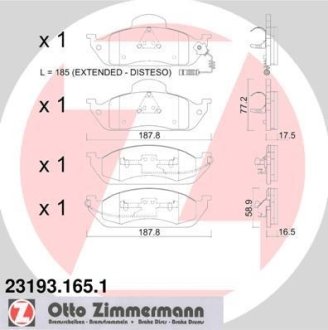 Колодки гальмівні дискові, комплект ZIMMERMANN 23193.165.1