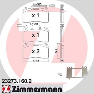 Колодки гальмівні дискові, комплект ZIMMERMANN 232731602