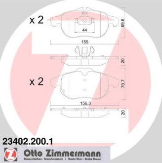 Колодки гальмівні дискові, комплект ZIMMERMANN 23402.200.1