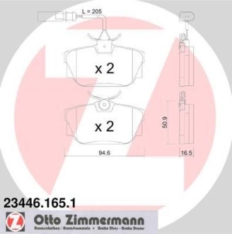 Колодки гальмівні дискові, комплект ZIMMERMANN 23446.165.1