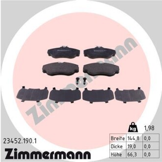 Колодки гальмівні дискові, комплект ZIMMERMANN 23452.190.1