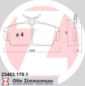 Колодки гальмівні дискові, комплект ZIMMERMANN 23463.170.1
