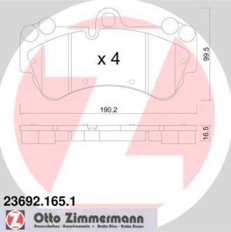 Колодки гальмівні дискові, комплект ZIMMERMANN 23692.165.1