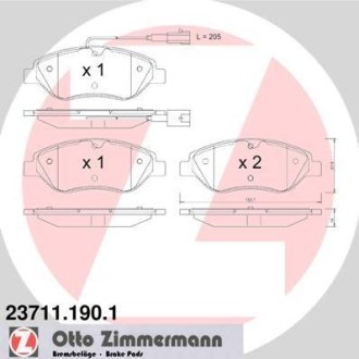 Колодки гальмівні дискові, комплект ZIMMERMANN 23711.190.1