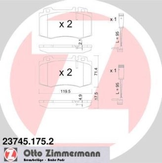 Колодки гальмівні дискові, комплект ZIMMERMANN 23745.175.2