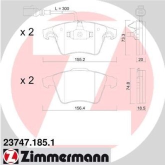 Колодки гальмівні дискові, комплект ZIMMERMANN 23747.185.1