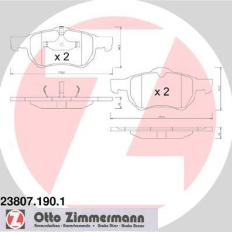 Колодки гальмівні дискові, комплект ZIMMERMANN 23807.190.1