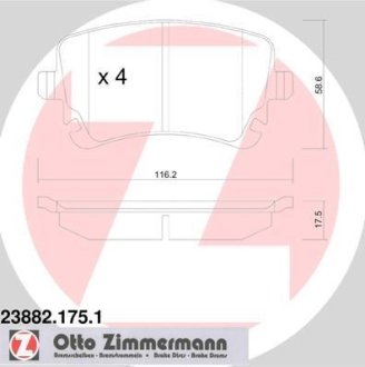 Комплект гальмівних колодок ZIMMERMANN 23882.175.1