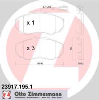 Колодки гальмівні дискові, комплект ZIMMERMANN 23917.195.1