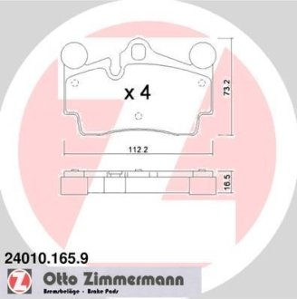 Колодки гальмівні дискові, комплект ZIMMERMANN 240101659