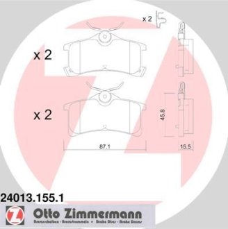 Колодки гальмівні дискові, комплект ZIMMERMANN 24013.155.1