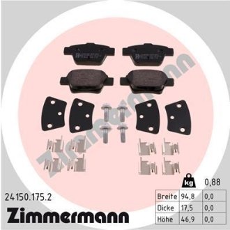 Колодки гальмівні дискові, комплект ZIMMERMANN 24150.175.2