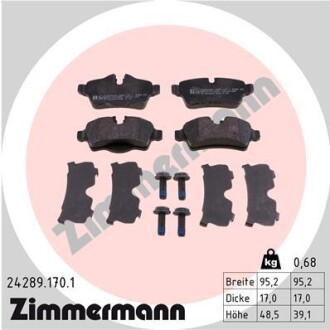 Колодки гальмівні дискові, комплект ZIMMERMANN 24289.170.1