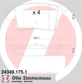 Колодки гальмівні дискові, комплект ZIMMERMANN 24349.175.1