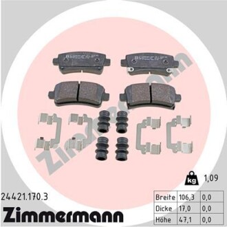 Колодки гальмівні дискові, комплект ZIMMERMANN 24421.170.3