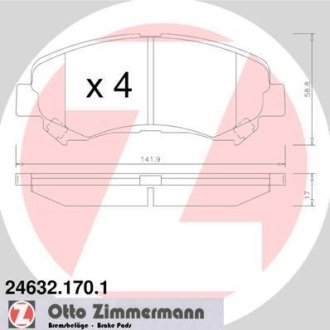 Колодки гальмівні дискові, комплект ZIMMERMANN 246321701 (фото 1)