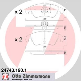 Комплект гальмівних колодок ZIMMERMANN 24743.190.1 (фото 1)