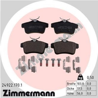 Колодки гальмівні дискові, комплект ZIMMERMANN 24922.170.1