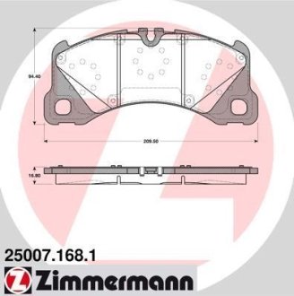 Колодки гальмівні дискові, комплект ZIMMERMANN 250071681 (фото 1)