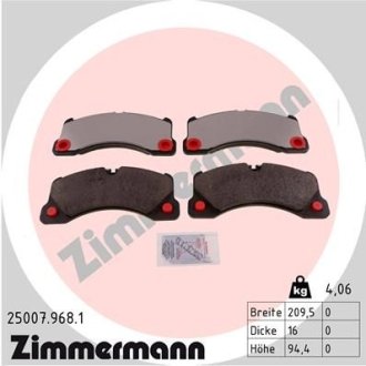 Колодки гальмівні дискові, комплект ZIMMERMANN 25007.968.1
