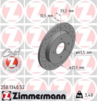 Тормозной диск ZIMMERMANN 250.1340.52