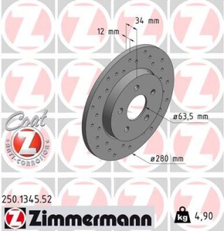 Тормозной диск ZIMMERMANN 250.1345.52