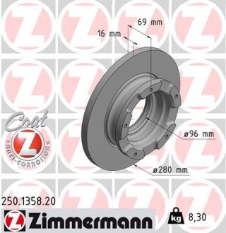 Тормозной диск ZIMMERMANN 250135820