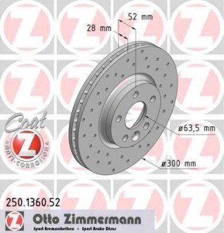 Тормозной диск ZIMMERMANN 250.1360.52 (фото 1)