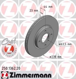 Гальмiвнi диски Coat Z переднi ZIMMERMANN 250136220 (фото 1)