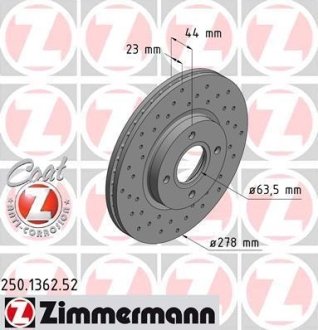 Тормозной диск ZIMMERMANN 250.1362.52 (фото 1)
