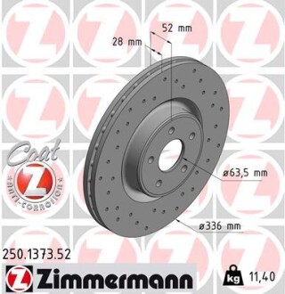 Тормозной диск ZIMMERMANN 250.1373.52