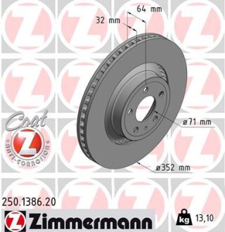 Диск гальмівний ZIMMERMANN 250138620