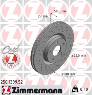 Гальмівний диск ZIMMERMANN 250.1399.52