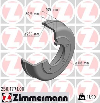 Тормозной барабан ZIMMERMANN 250177100