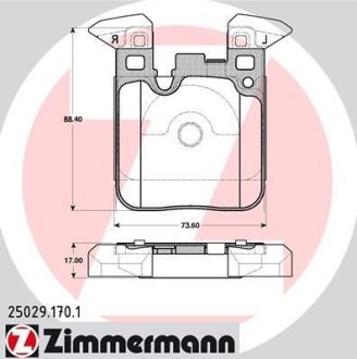 Комплект гальмівних колодок ZIMMERMANN 250291701 (фото 1)