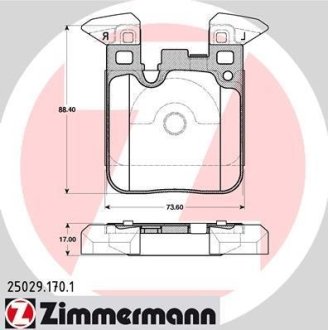 Гальмiвнi колодки дисковi заднi ZIMMERMANN 250291701 (фото 1)