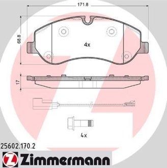 Колодки гальмівні дискові, комплект ZIMMERMANN 25602.170.2