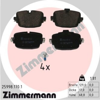 Комплект гальмівних колодок ZIMMERMANN 25998.170.1