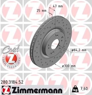 Тормозной диск ZIMMERMANN 280.3184.52 (фото 1)