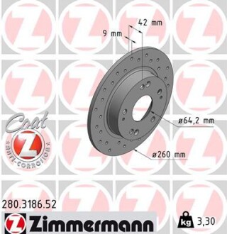 Тормозной диск ZIMMERMANN 280.3186.52