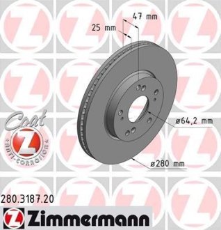 Тормозной диск ZIMMERMANN 280.3187.20