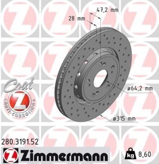Гальмiвнi диски SPORT COAT Z ZIMMERMANN 280319152