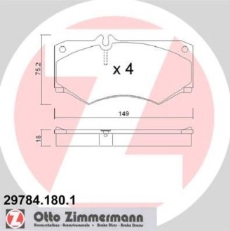 Колодки гальмівні дискові, комплект ZIMMERMANN 29784.180.1