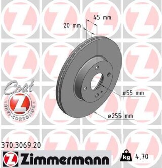 Тормозной диск ZIMMERMANN 370306920