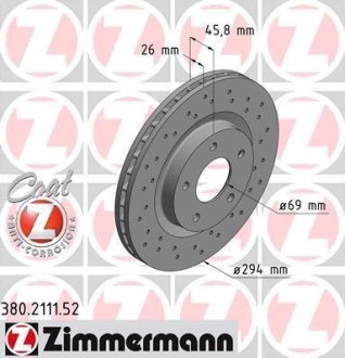 Тормозной диск ZIMMERMANN 380211152 (фото 1)