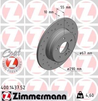 Тормозной диск ZIMMERMANN 400.1437.52